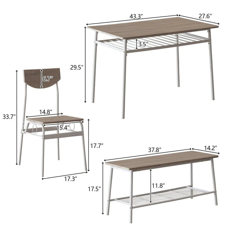 Ensemble de salle à manger moderne 6 pièces avec structure en acier pour cuisine
