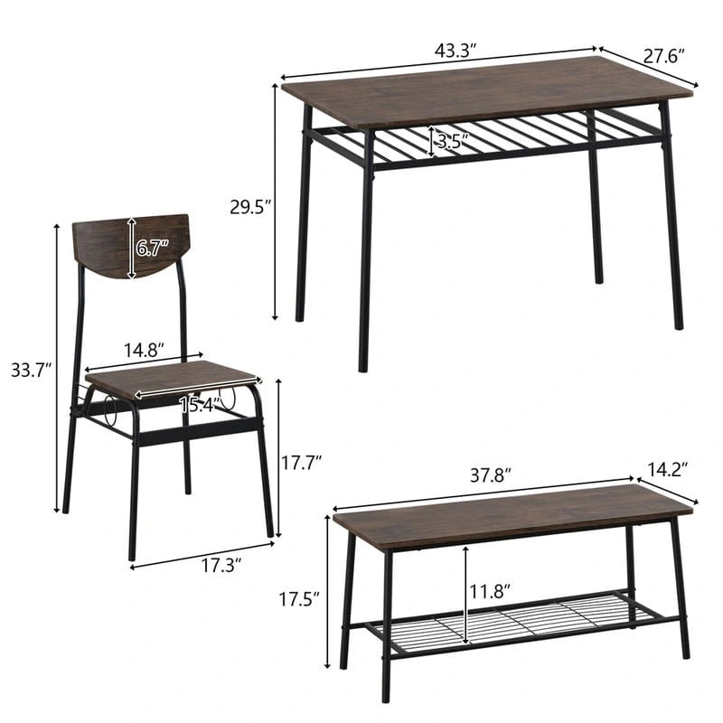 Ensemble de salle à manger moderne 6 pièces avec structure en acier pour cuisine
