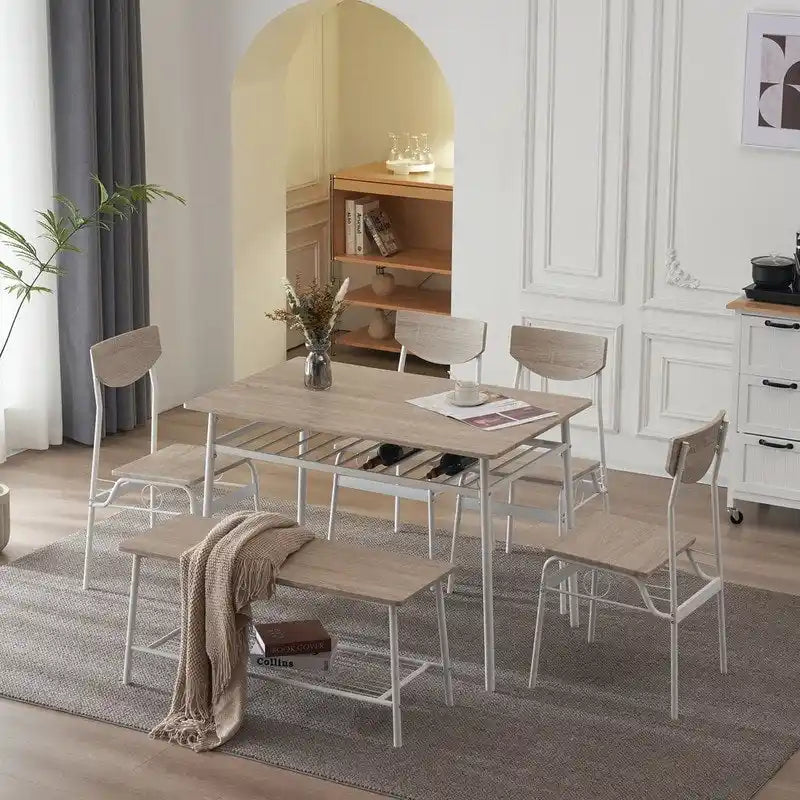 Ensemble de salle à manger moderne 6 pièces avec structure en acier pour cuisine