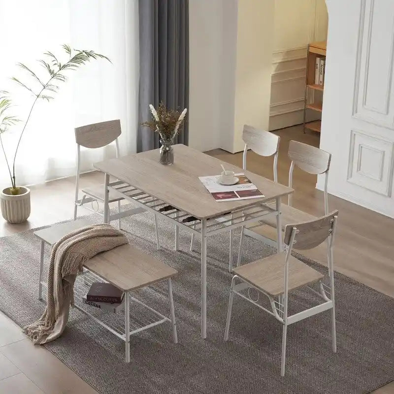 Ensemble de salle à manger moderne 6 pièces avec structure en acier pour cuisine