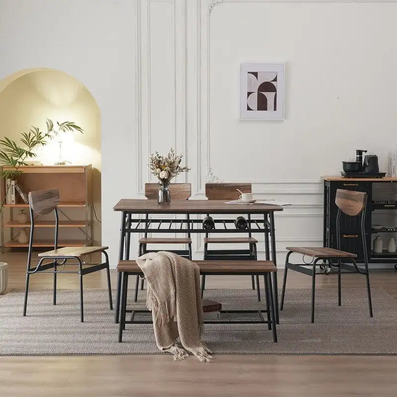 Ensemble de salle à manger moderne 6 pièces avec structure en acier pour cuisine