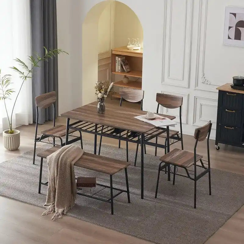 Ensemble de salle à manger moderne 6 pièces avec structure en acier pour cuisine