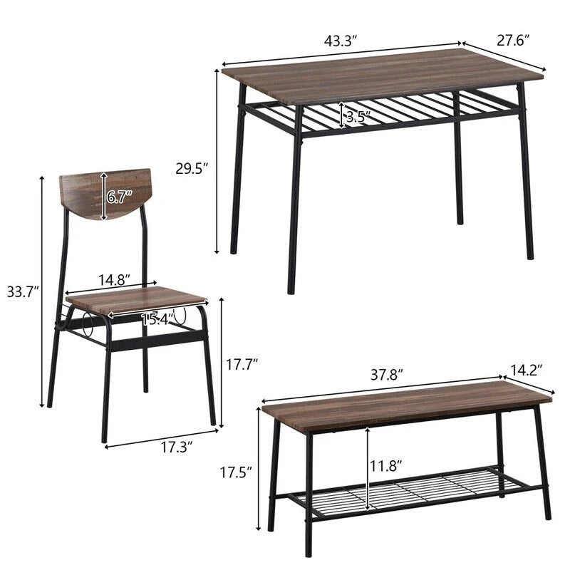 Ensemble de salle à manger moderne 6 pièces avec structure en acier pour cuisine