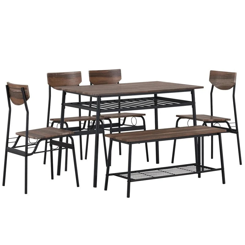 Ensemble de salle à manger moderne 6 pièces avec structure en acier pour cuisine