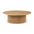 Table basse ronde cannelée en bois marron foncé Terra 48L x 48W x 15H