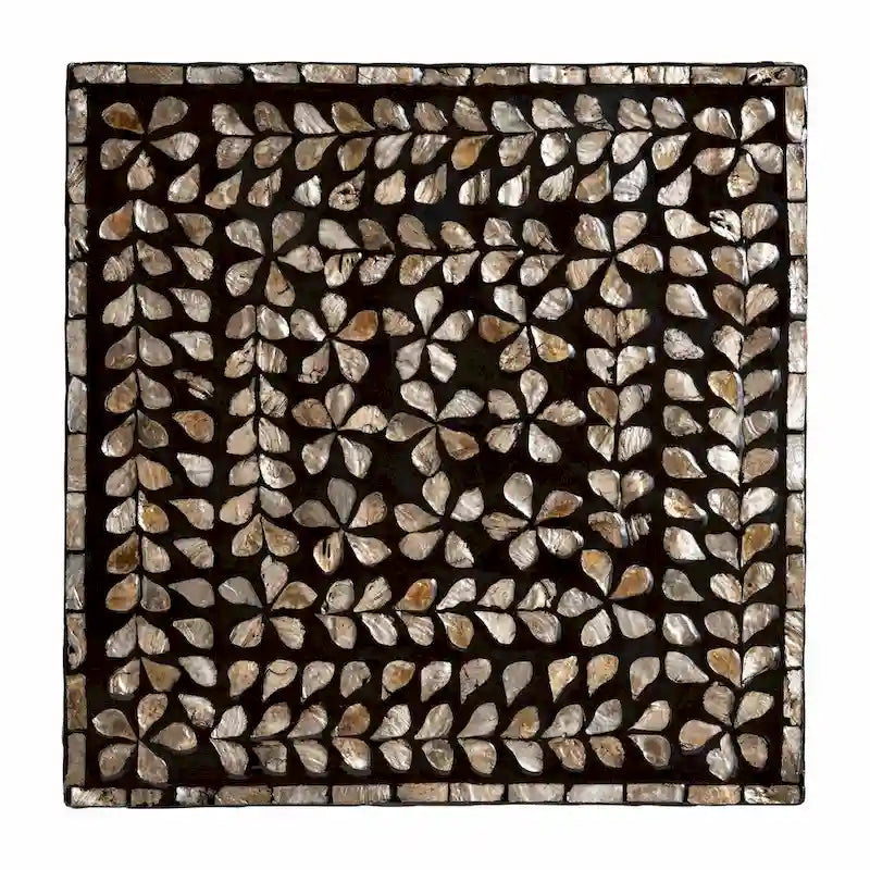 Table d'appoint Feronia moderne bohème noire et bronze en nacre