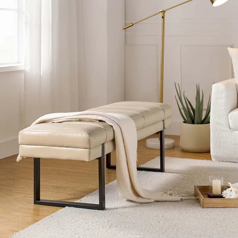 Banc capitonné Laurens Modern 52,5 po avec pieds en métal par HULALA HOME