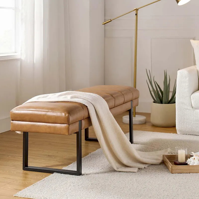 Banc capitonné Laurens Modern 52,5 po avec pieds en métal par HULALA HOME