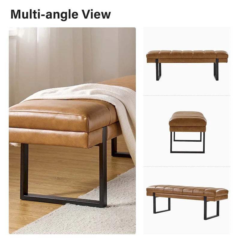 Banc capitonné Laurens Modern 52,5 po avec pieds en métal par HULALA HOME
