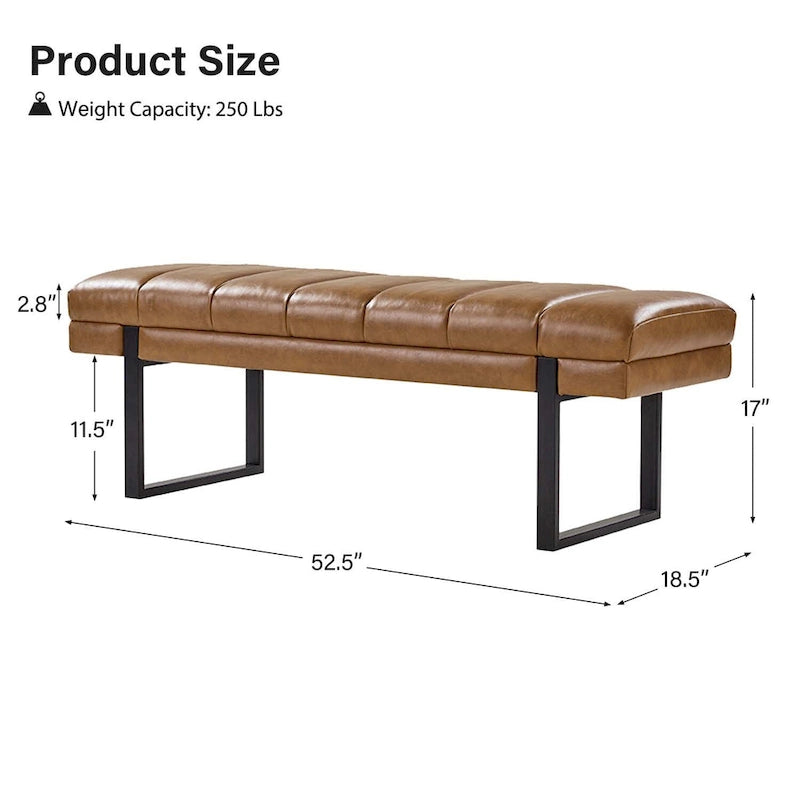 Banc capitonné Laurens Modern 52,5 po avec pieds en métal par HULALA HOME