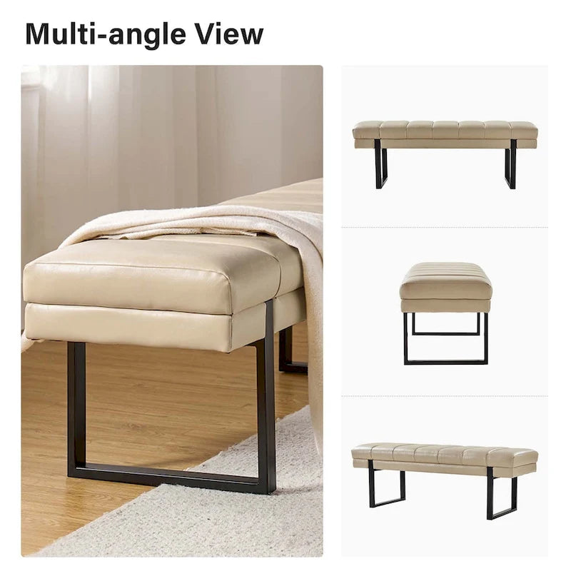 Banc capitonné Laurens Modern 52,5 po avec pieds en métal par HULALA HOME