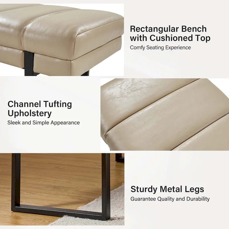 Banc capitonné Laurens Modern 52,5 po avec pieds en métal par HULALA HOME