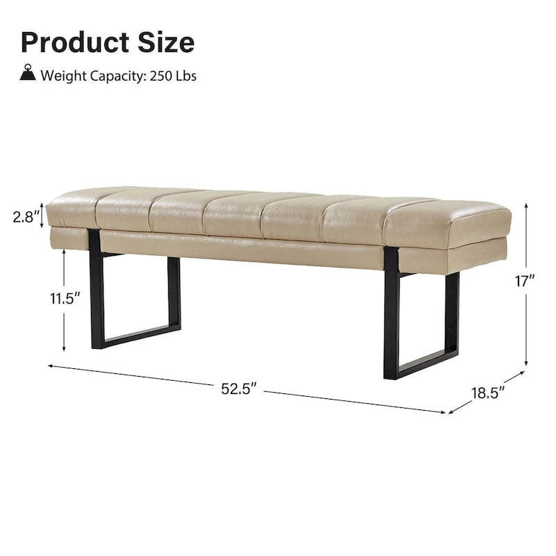 Banc capitonné Laurens Modern 52,5 po avec pieds en métal par HULALA HOME