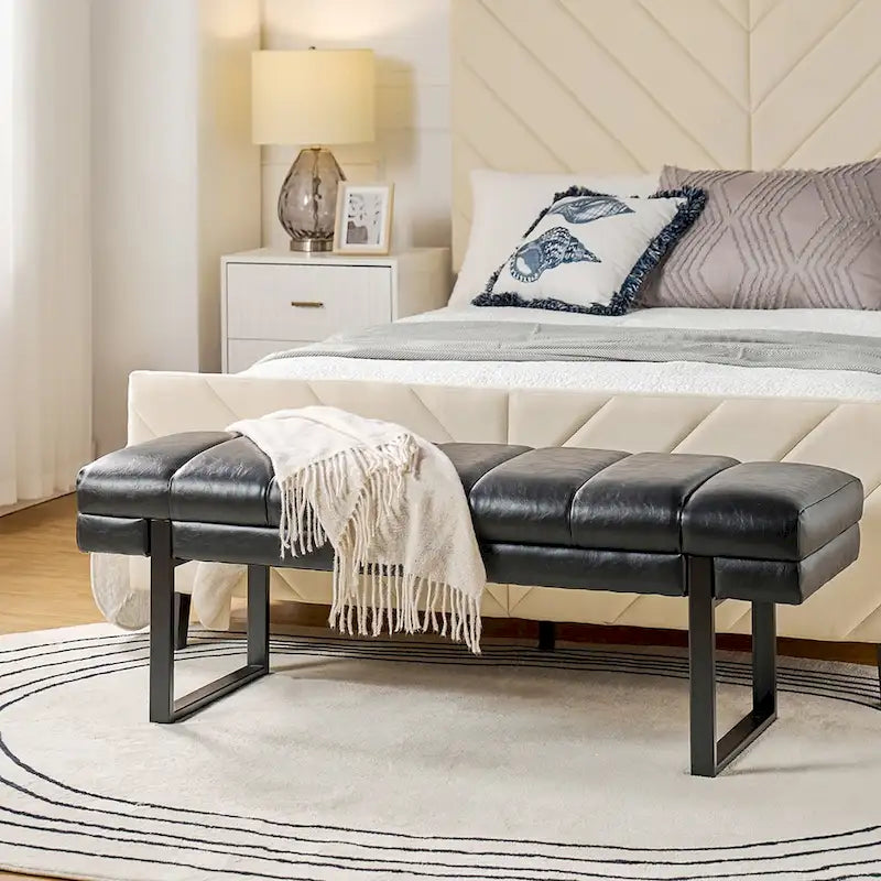Banc capitonné Laurens Modern 52,5 po avec pieds en métal par HULALA HOME
