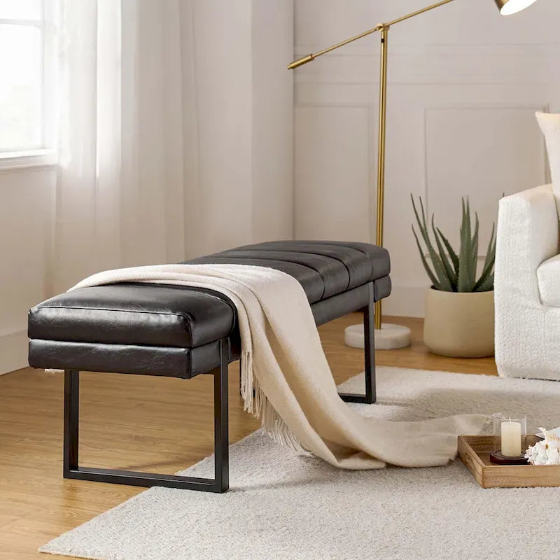 Banc capitonné Laurens Modern 52,5 po avec pieds en métal par HULALA HOME