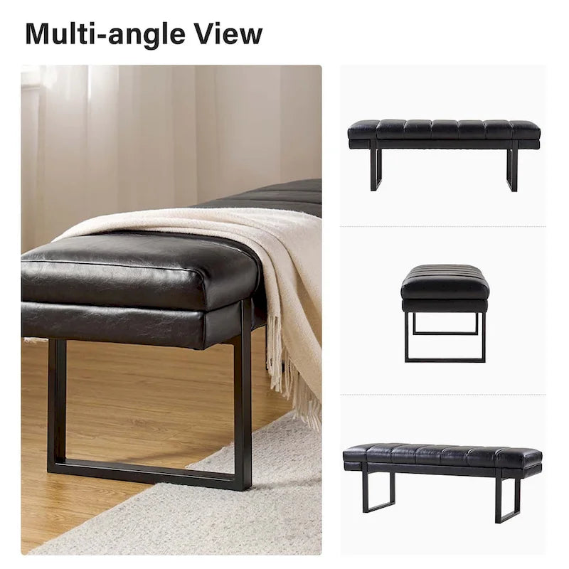 Banc capitonné Laurens Modern 52,5 po avec pieds en métal par HULALA HOME