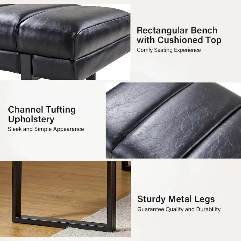 Banc capitonné Laurens Modern 52,5 po avec pieds en métal par HULALA HOME