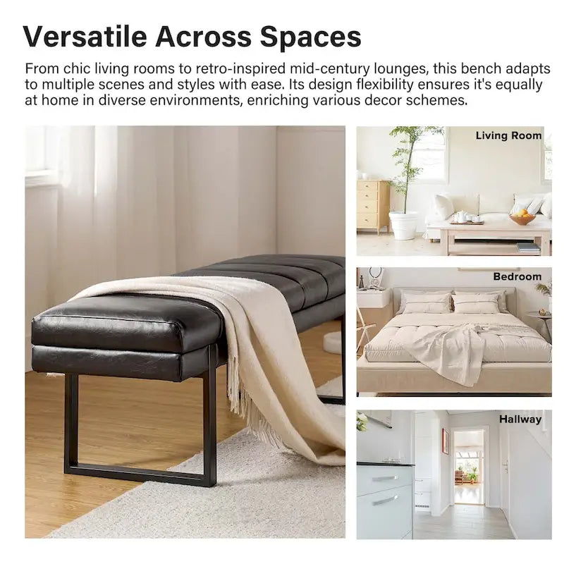 Banc capitonné Laurens Modern 52,5 po avec pieds en métal par HULALA HOME