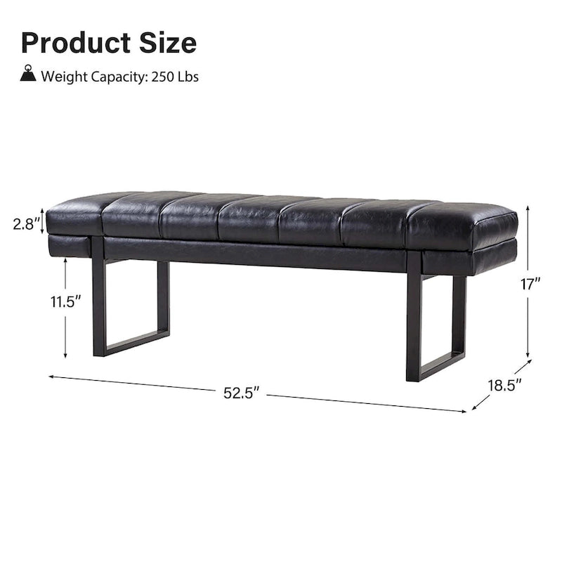 Banc capitonné Laurens Modern 52,5 po avec pieds en métal par HULALA HOME
