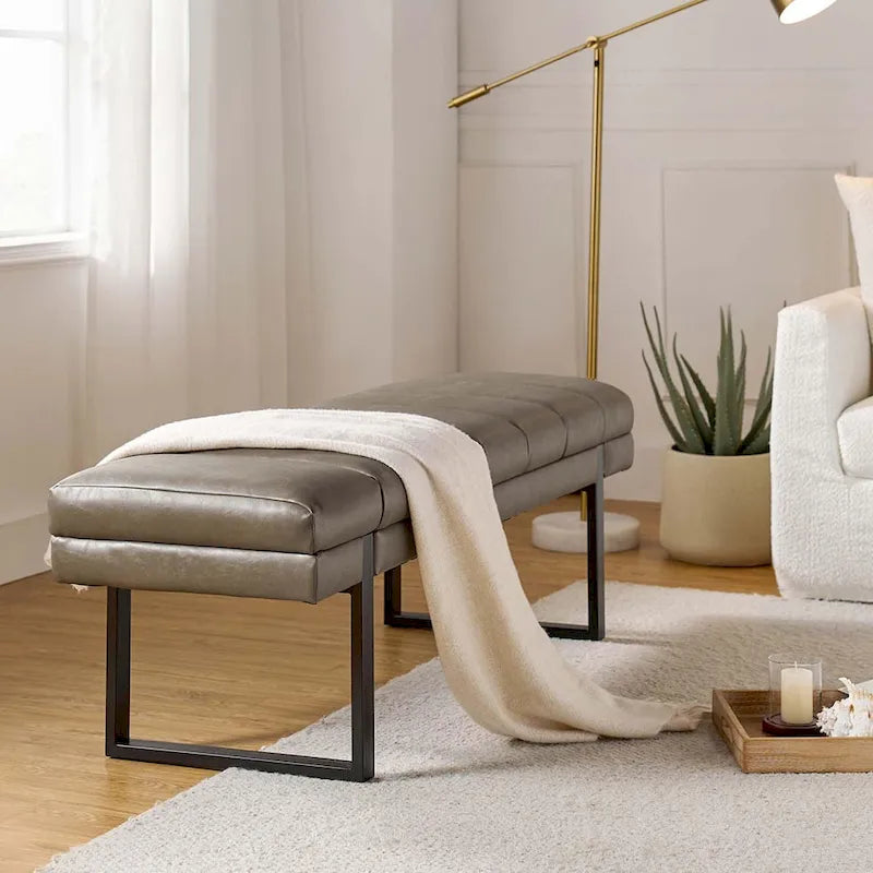 Banc capitonné Laurens Modern 52,5 po avec pieds en métal par HULALA HOME