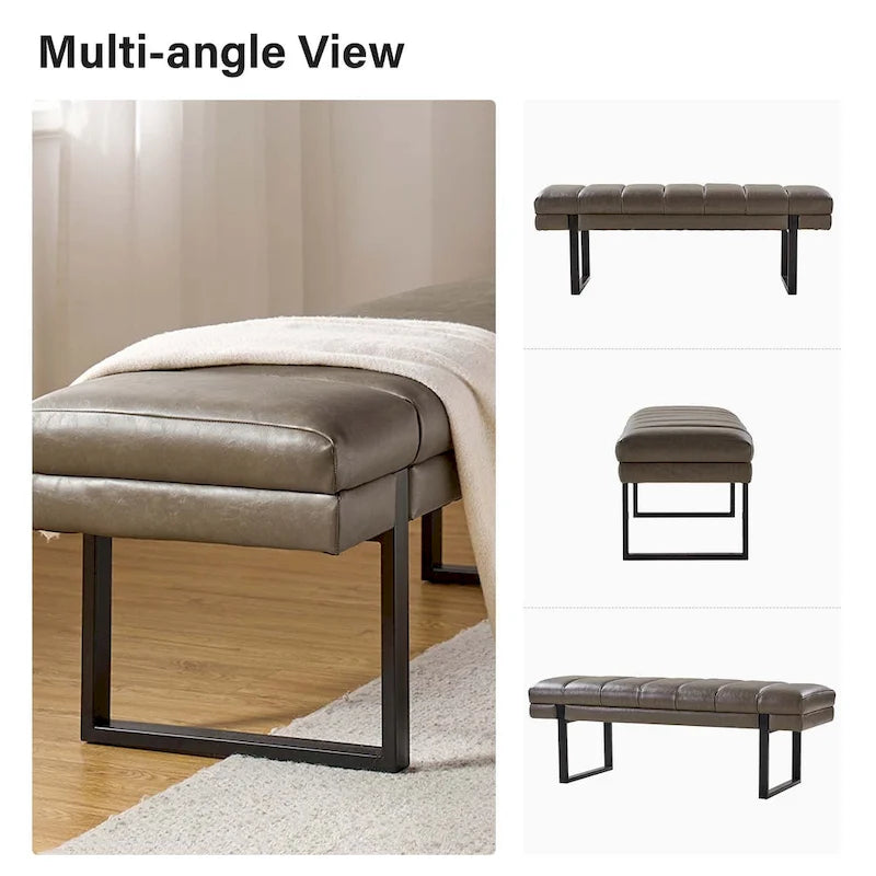 Banc capitonné Laurens Modern 52,5 po avec pieds en métal par HULALA HOME