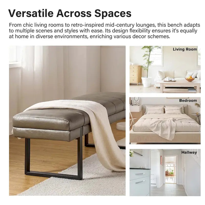 Banc capitonné Laurens Modern 52,5 po avec pieds en métal par HULALA HOME