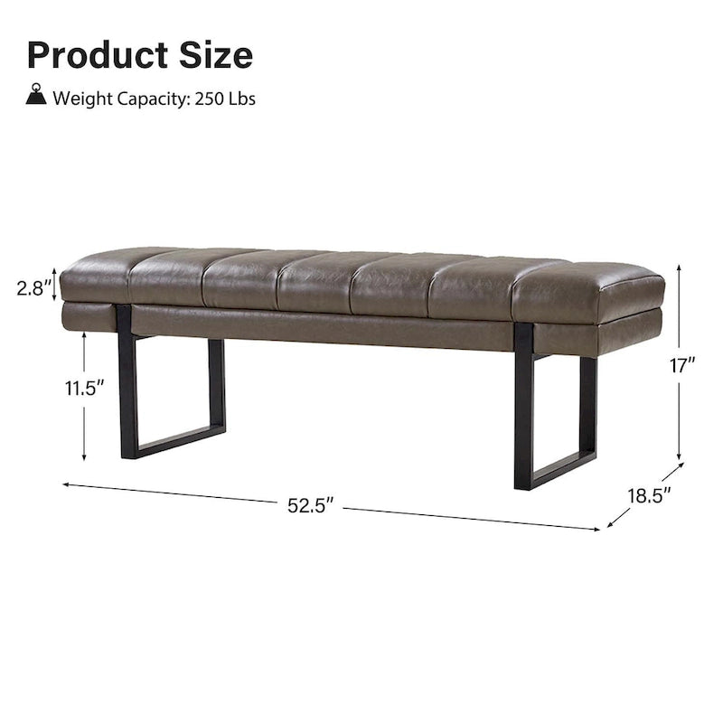Banc capitonné Laurens Modern 52,5 po avec pieds en métal par HULALA HOME