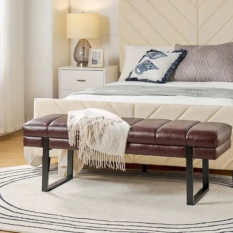 Banc capitonné Laurens Modern 52,5 po avec pieds en métal par HULALA HOME