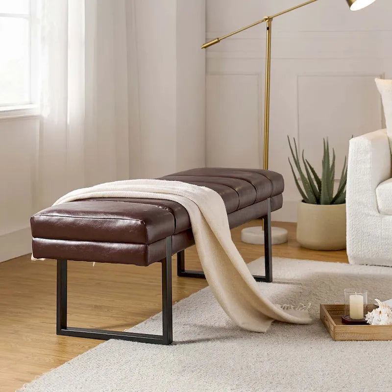 Banc capitonné Laurens Modern 52,5 po avec pieds en métal par HULALA HOME