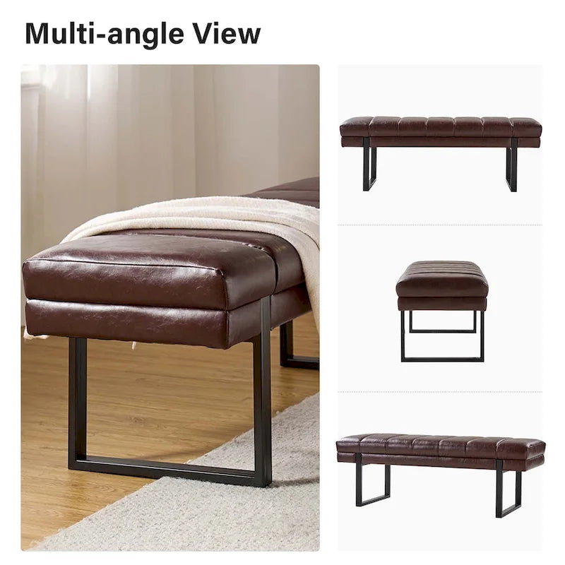Banc capitonné Laurens Modern 52,5 po avec pieds en métal par HULALA HOME