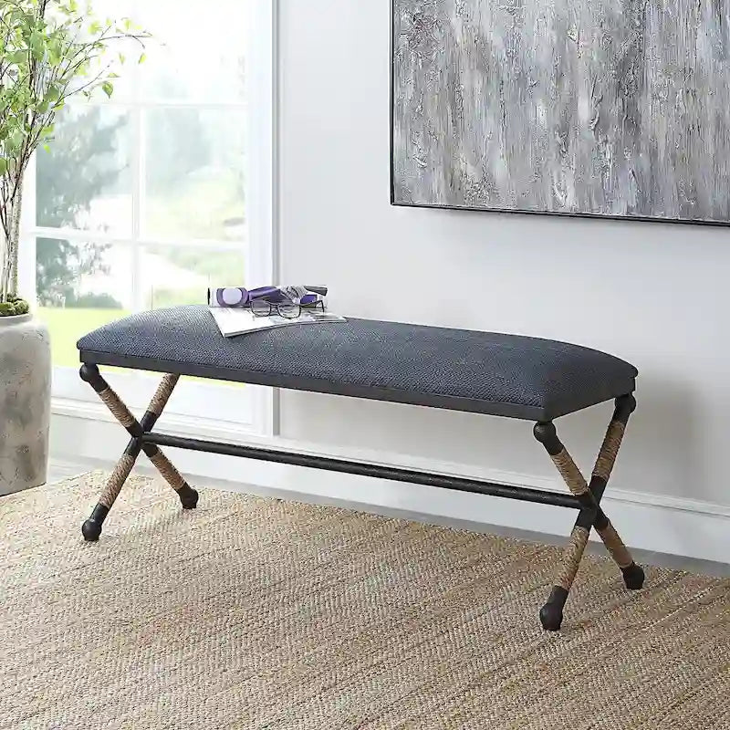 Banc Uttermost Firth Rustic Navy – 48 larg. x 21 haut. x 16 prof.