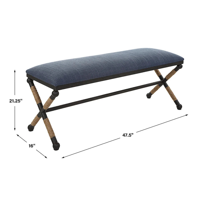Banc Uttermost Firth Rustic Navy – 48 larg. x 21 haut. x 16 prof.