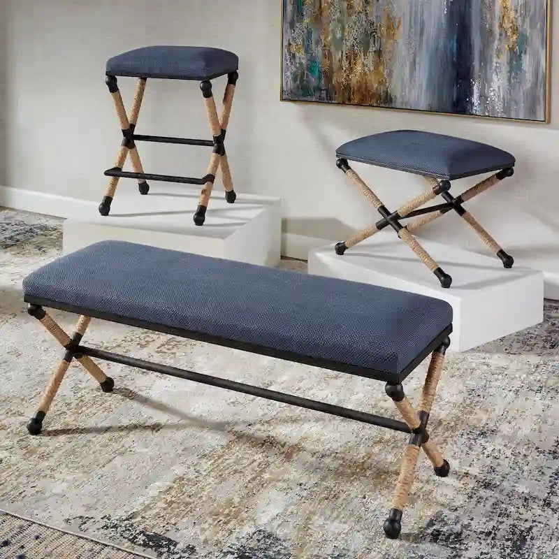 Banc Uttermost Firth Rustic Navy – 48 larg. x 21 haut. x 16 prof.