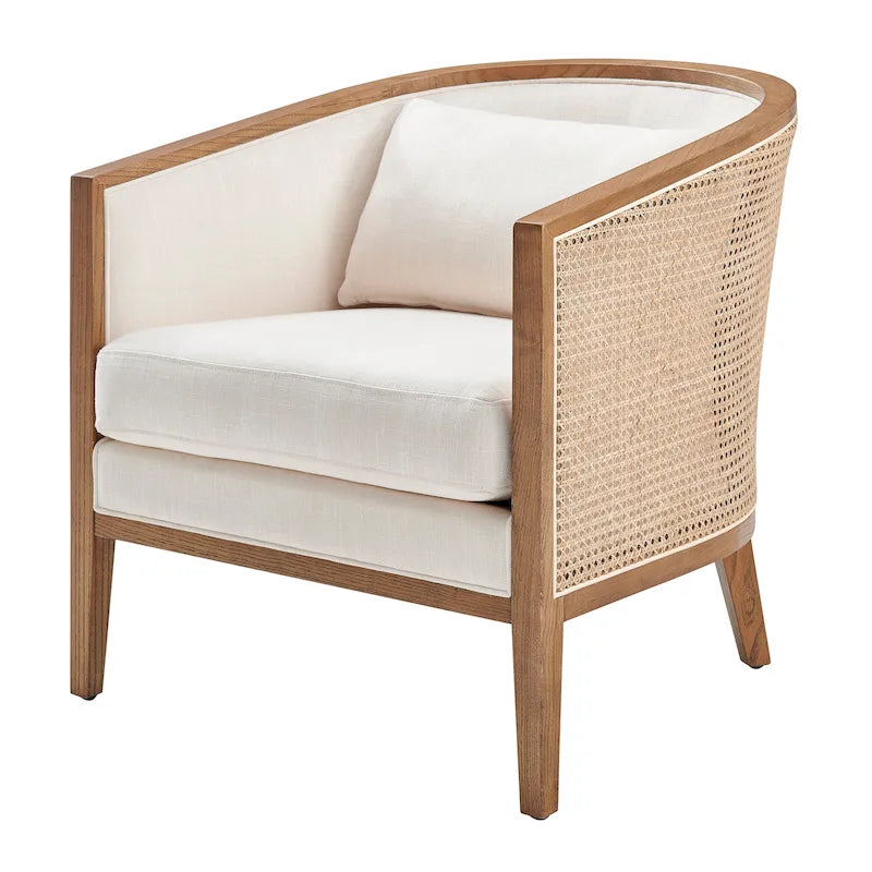 Fauteuil d'appoint en lin et rotin Tillman