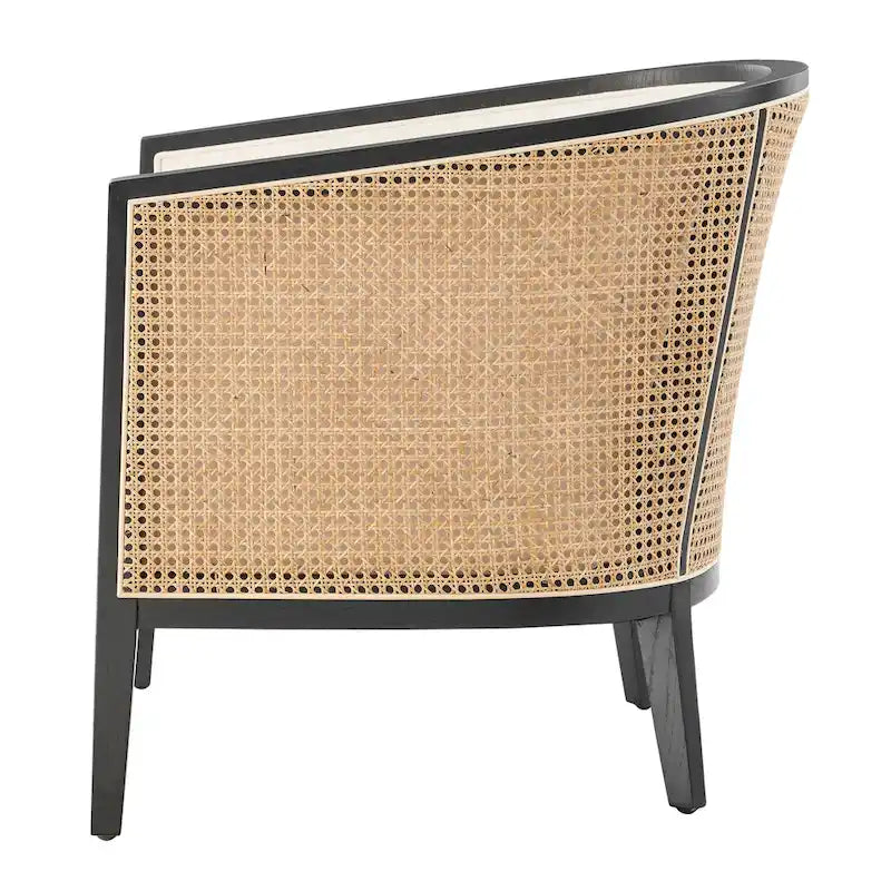 Fauteuil d'appoint en lin et rotin Tillman