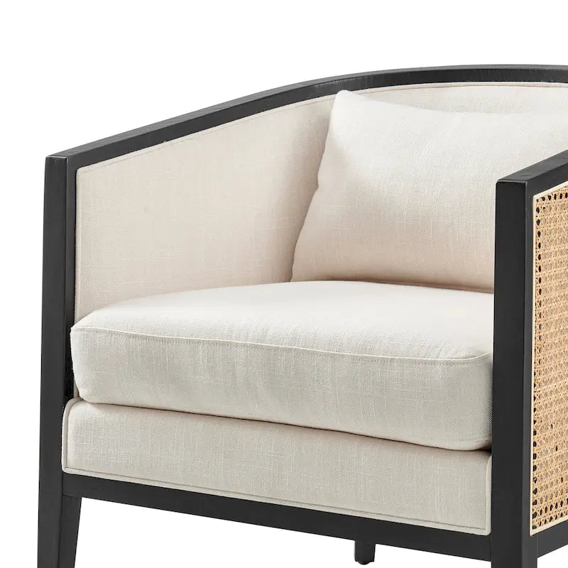 Fauteuil d'appoint en lin et rotin Tillman