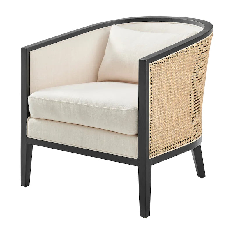 Fauteuil d'appoint en lin et rotin Tillman