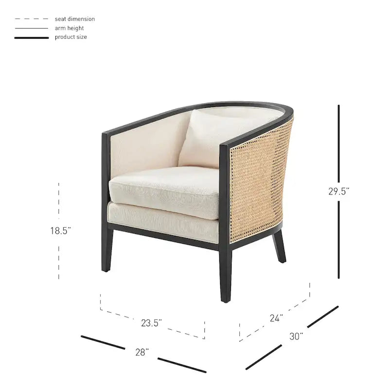 Fauteuil d'appoint en lin et rotin Tillman