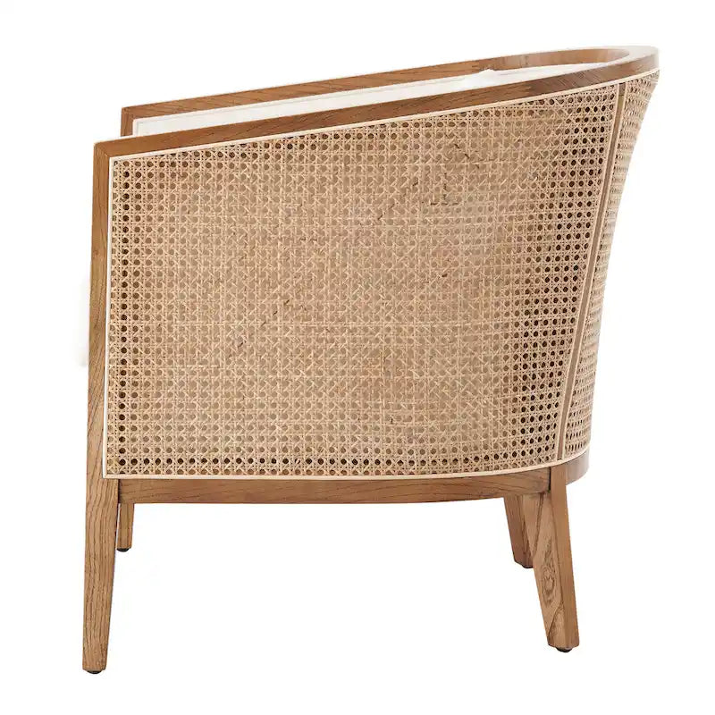 Fauteuil d'appoint en lin et rotin Tillman