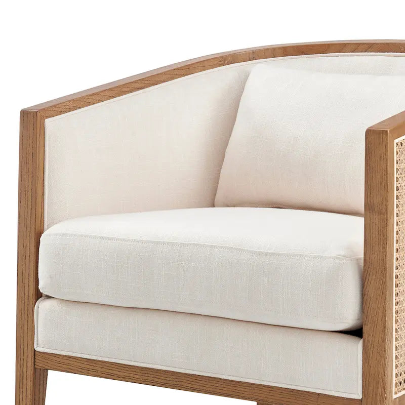 Fauteuil d'appoint en lin et rotin Tillman