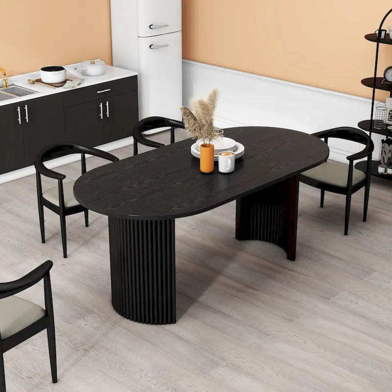 Table à manger ovale en bois massif