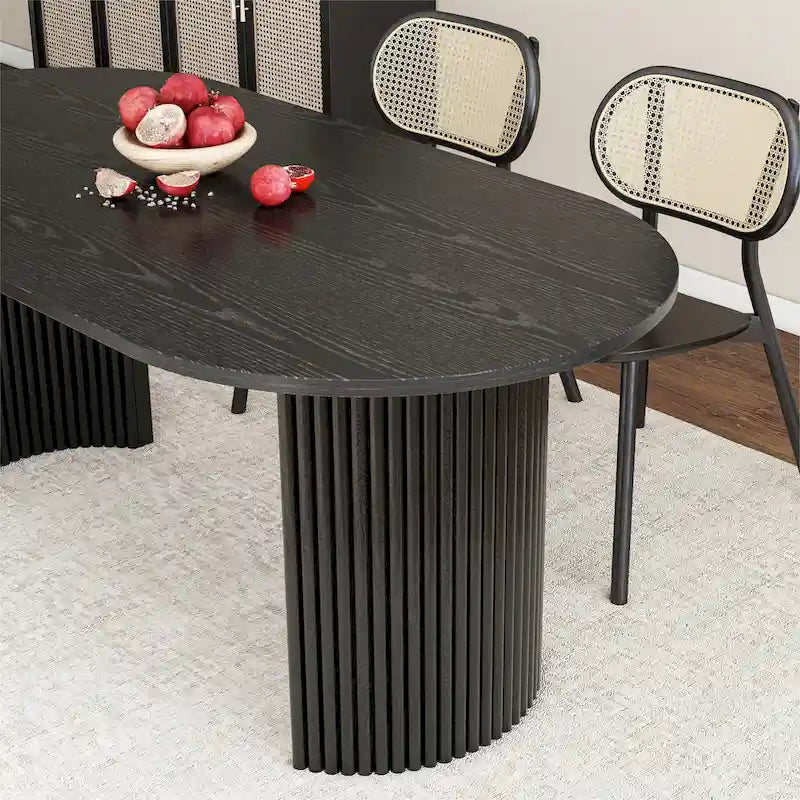 Table à manger ovale en bois massif