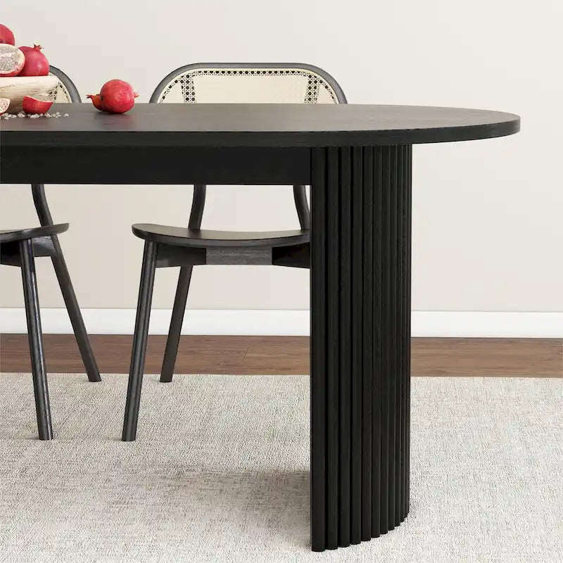 Table à manger ovale en bois massif