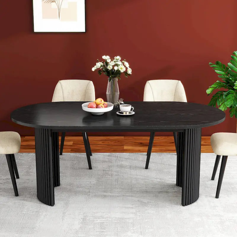 Table à manger ovale en bois massif