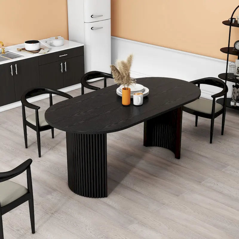 Table à manger ovale en bois massif