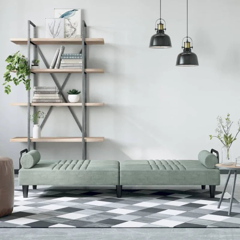 vidaXL Canapé-lit avec accoudoirs Canapé inclinable Causeuse Pliante Lit de repos Velours - 205 x 89 x 70 cm