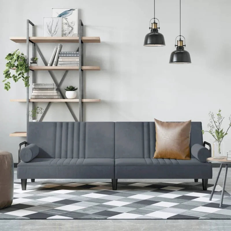 vidaXL Canapé-lit avec accoudoirs Canapé inclinable Causeuse Pliante Lit de repos Velours - 205 x 89 x 70 cm