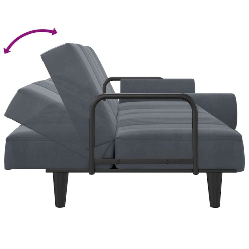 vidaXL Canapé-lit avec accoudoirs Canapé inclinable Causeuse Pliante Lit de repos Velours - 205 x 89 x 70 cm