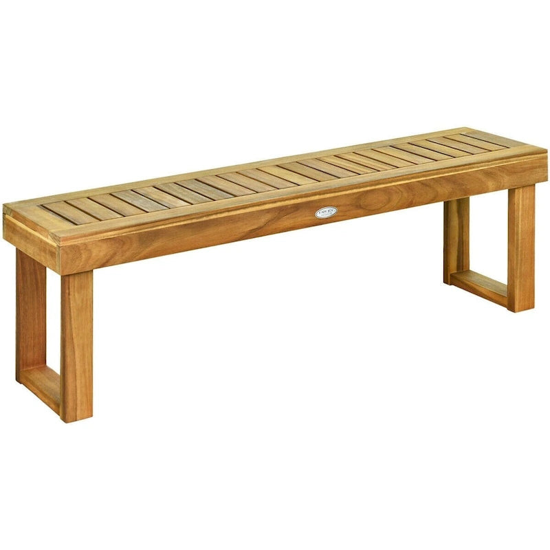 Banc de salle à manger en bois d'acacia de 52 po avec siège à lattes - 52 x 13,5 x 17 po (L x l x H)
