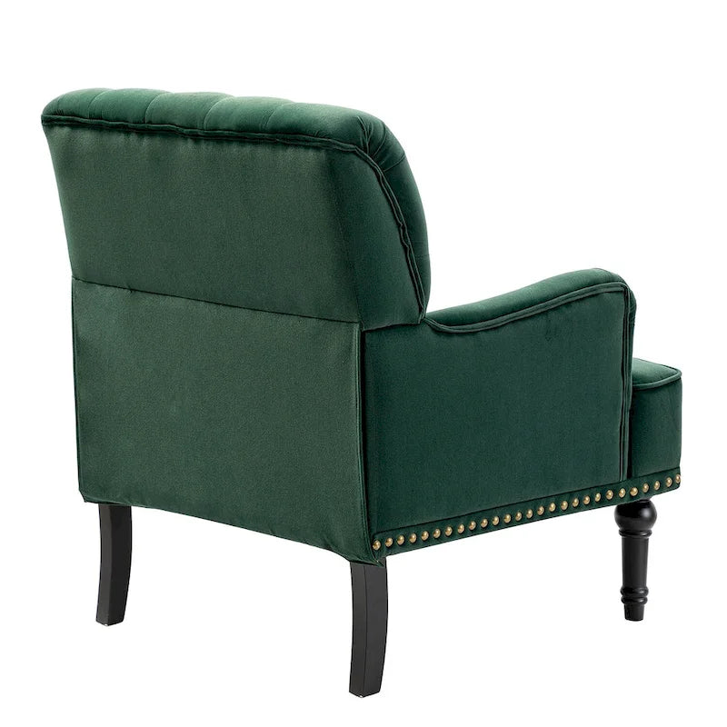 Fauteuil club capitonné Geltrude de HULALA HOME, de style transitionnel, avec pieds tournés en bois